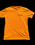 Orange t-shirt with 'Luerkin' logo on a black background